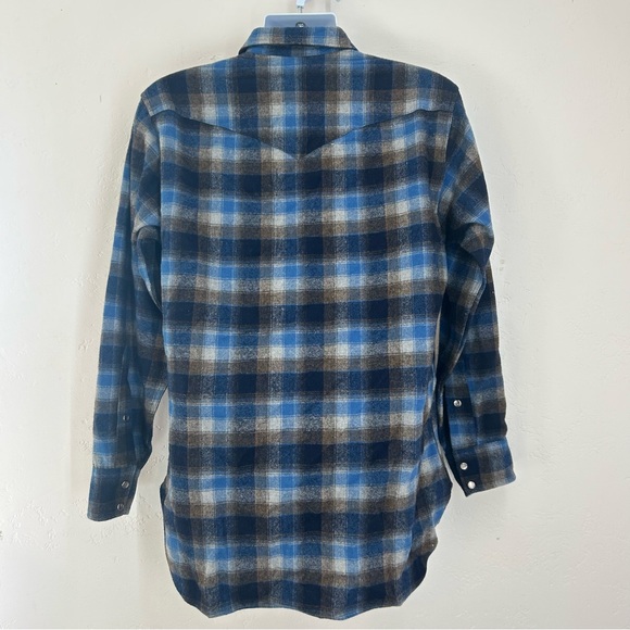Pendleton Vtg 70s High Grade Western Wear Virgin Wool Shirt Size L Pearl Snap - Picture 6 of 10